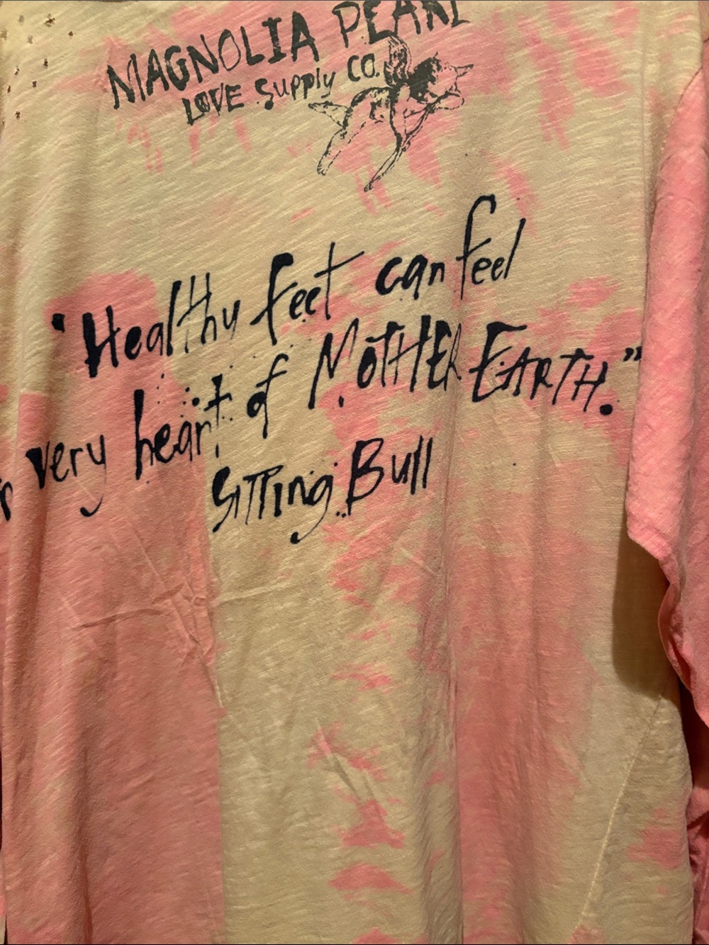 Magnolia Pearl Pink Graphic Long Sleeve Tee with Native Portrait - Picture 3 of 5